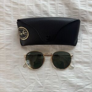 Ray-Ban Gold Round Sunglasses (green lenses)